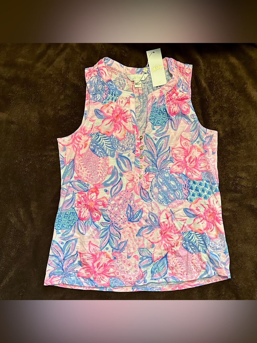 Lilly Pulitzer Medium Essie Tank in Pink Isle Snappy Turtle